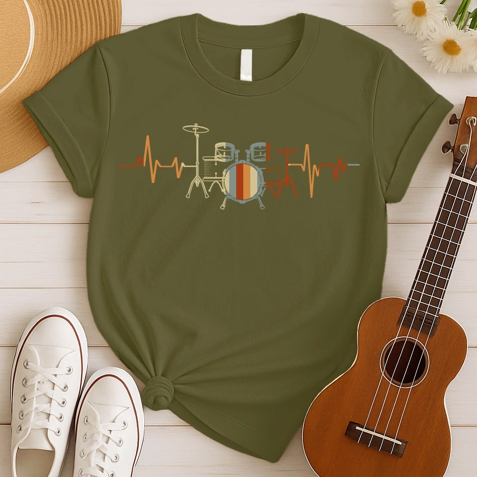 Vintage Drums Vibe | Rhythm Music Tshirt