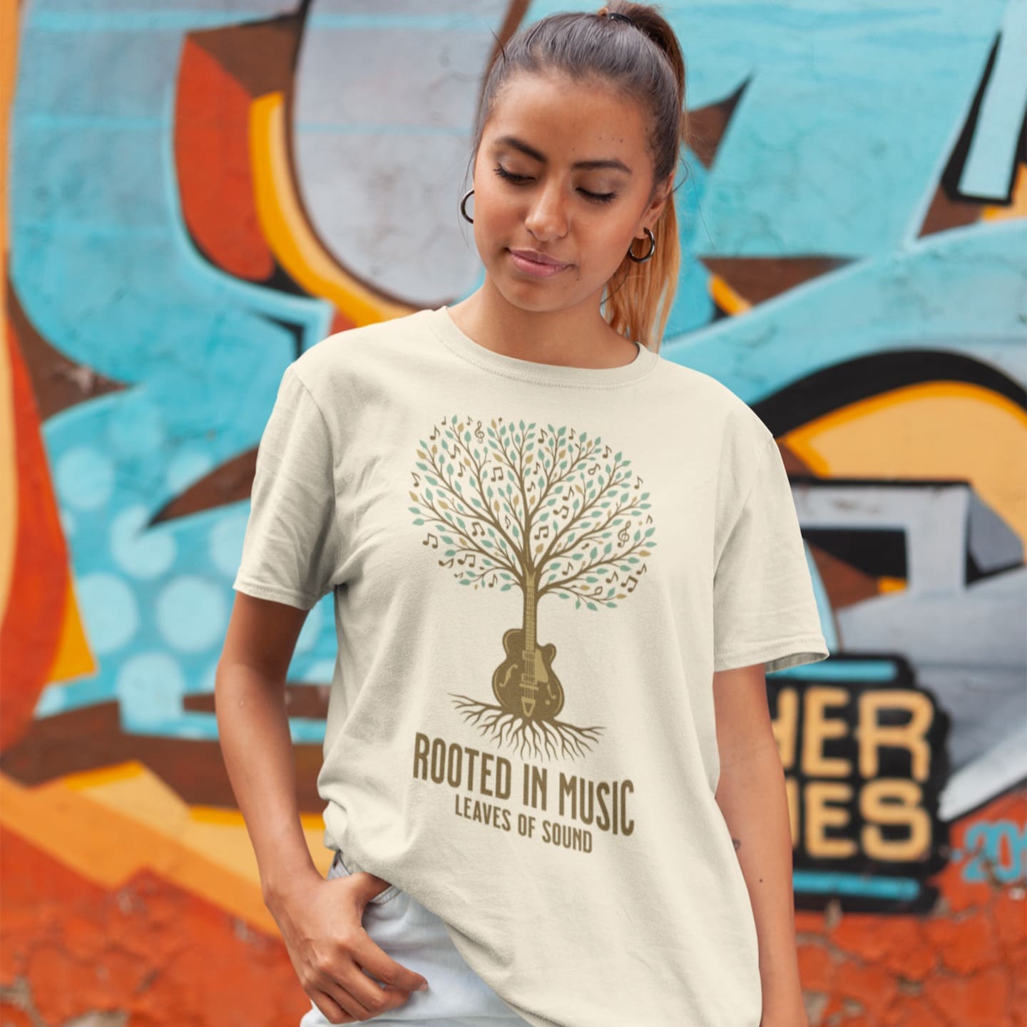 Rooted in Music | Nature Guitar Tshirt