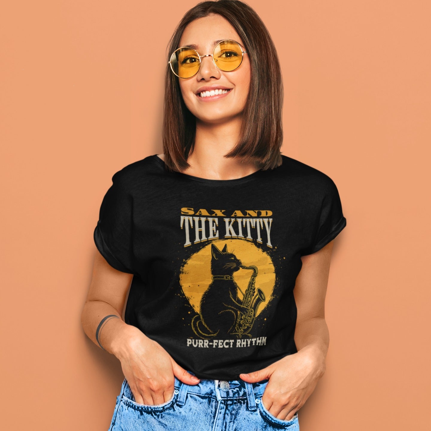 Sax and the Kitty | Purrfect Music Tshirt