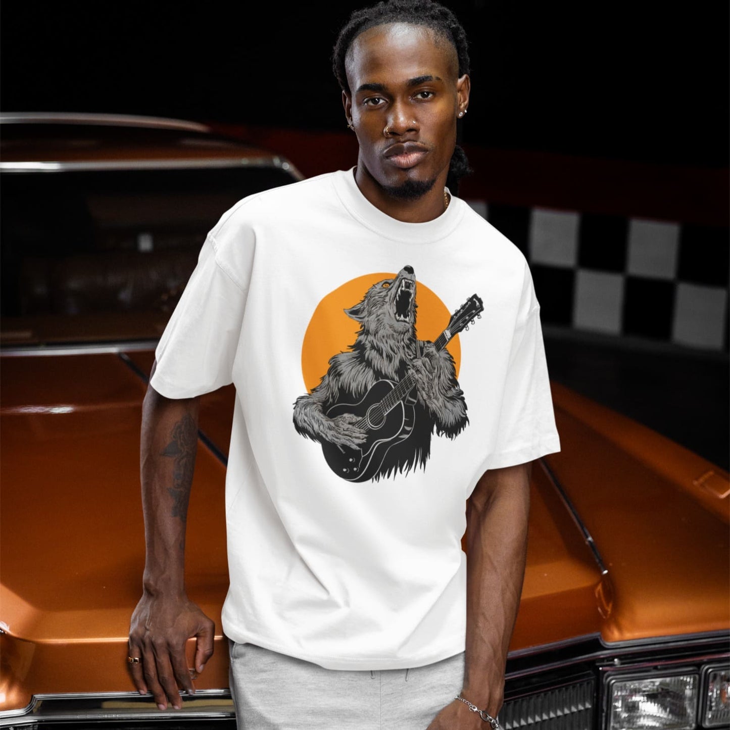Howling Wolf Guitar | Rock Music Tshirt