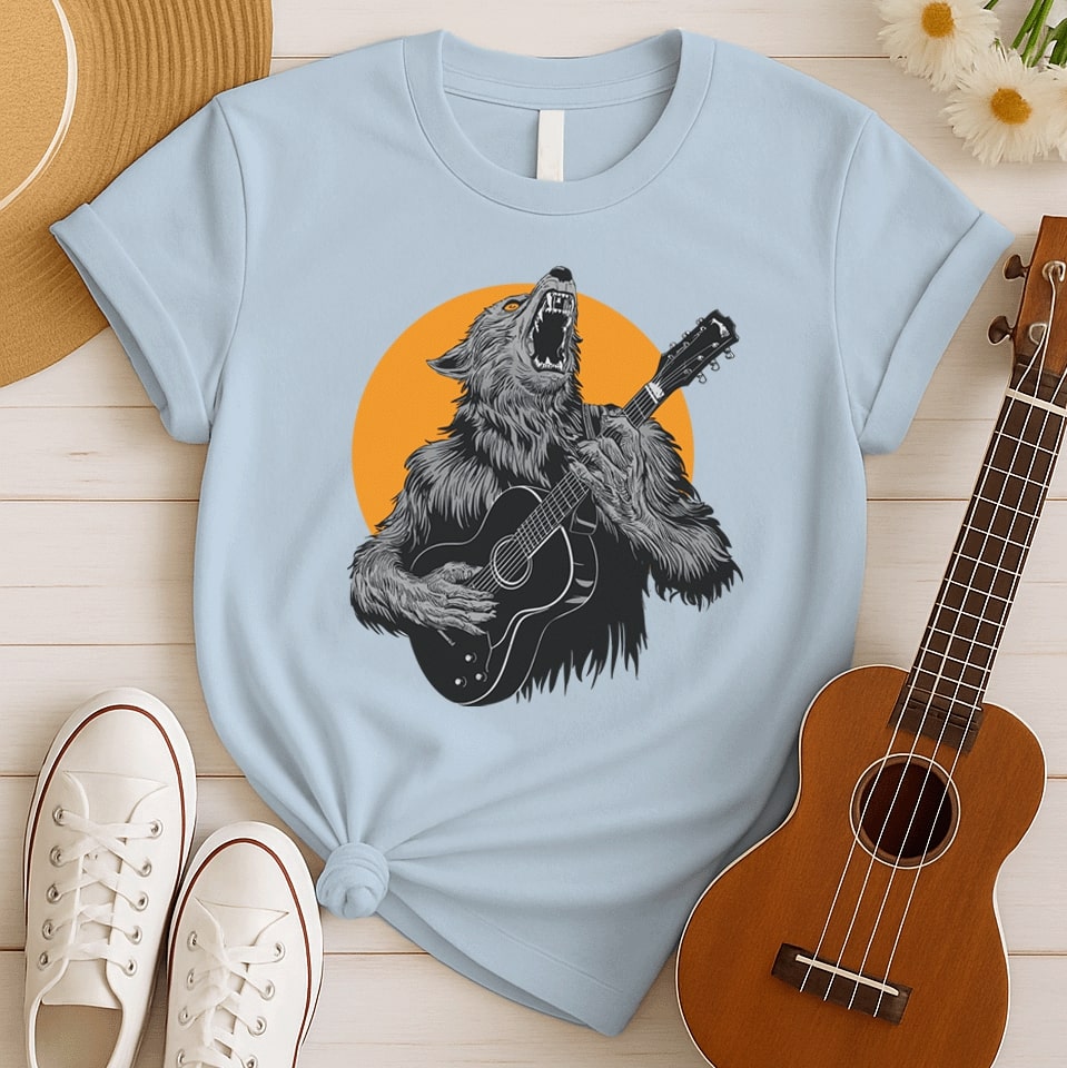 Howling Wolf Guitar | Rock Music Tshirt