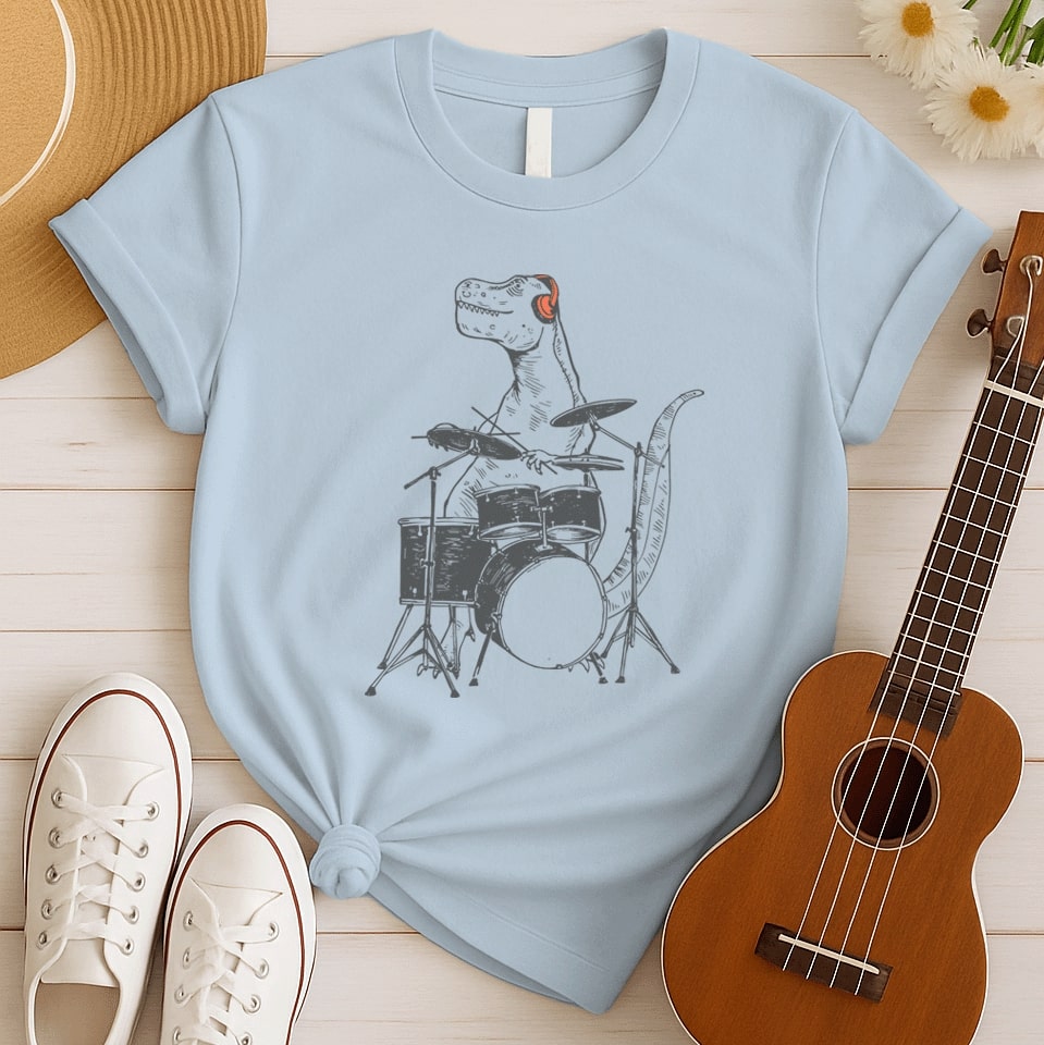 Dinosaur Drummer | Music Fan Tshirt