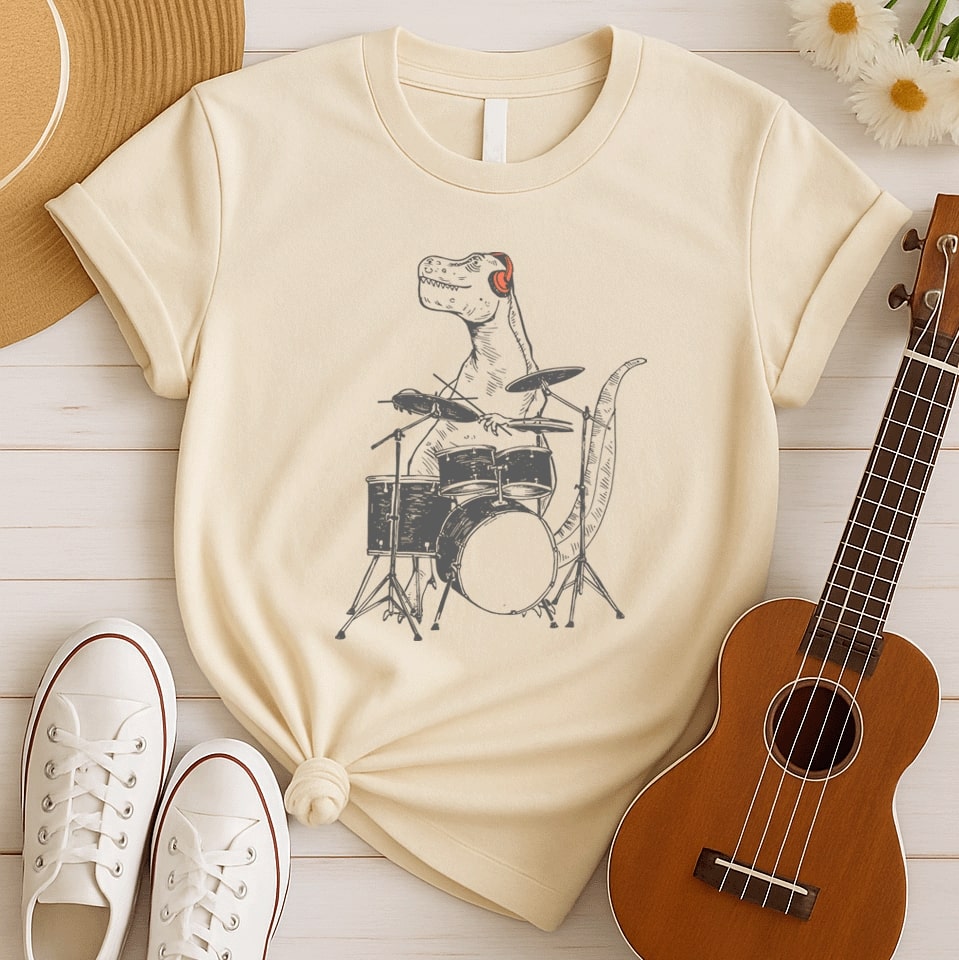 Dinosaur Drummer | Music Fan Tshirt