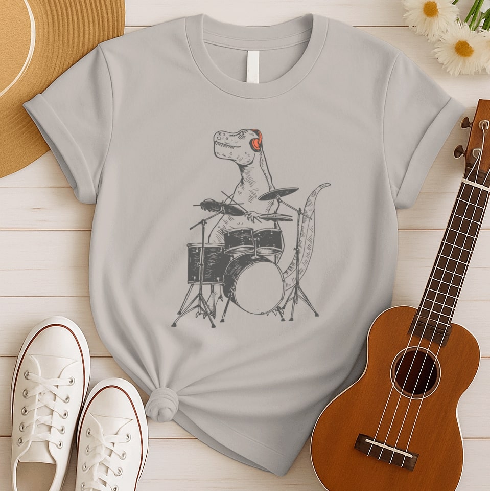 Dinosaur Drummer | Music Fan Tshirt