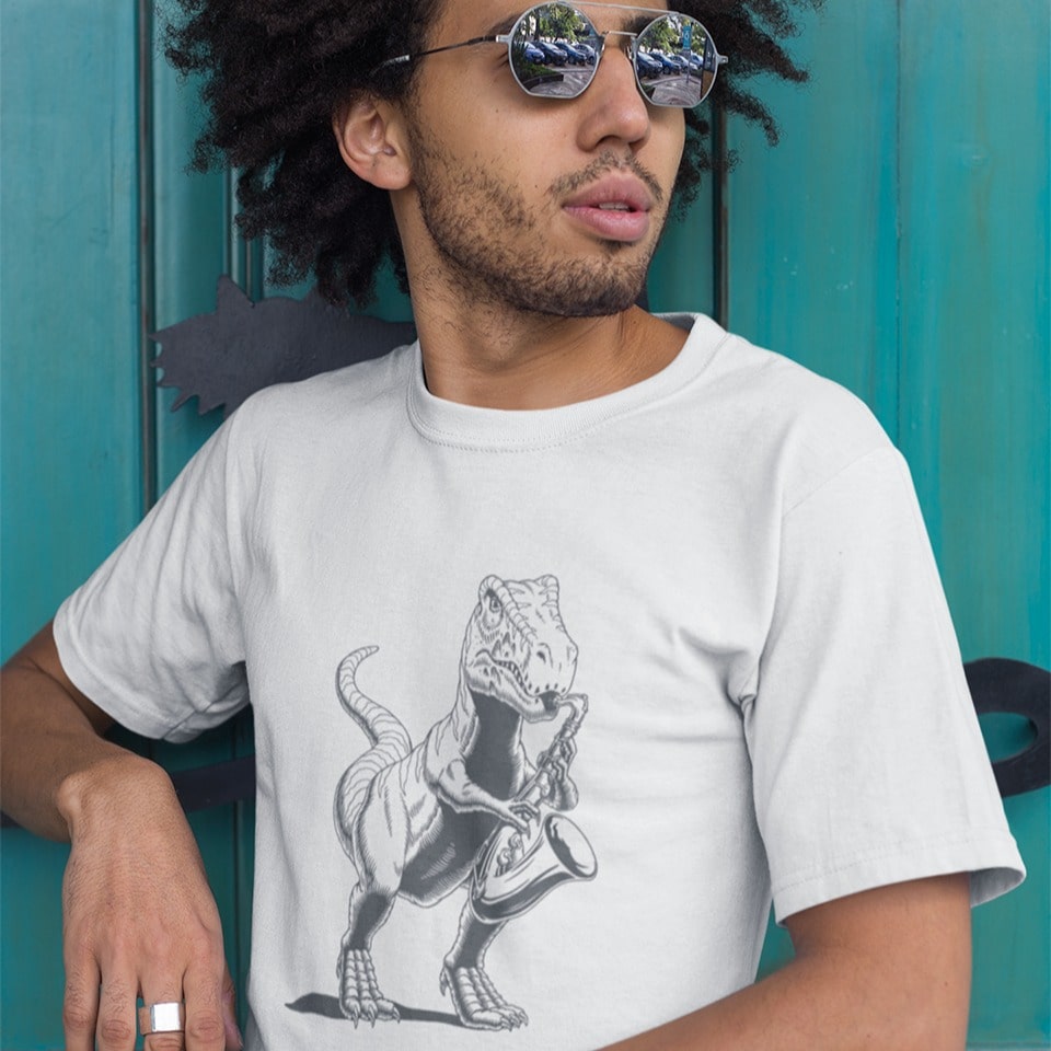 Dino Saxophone Player | Saxophonist Gift Tee