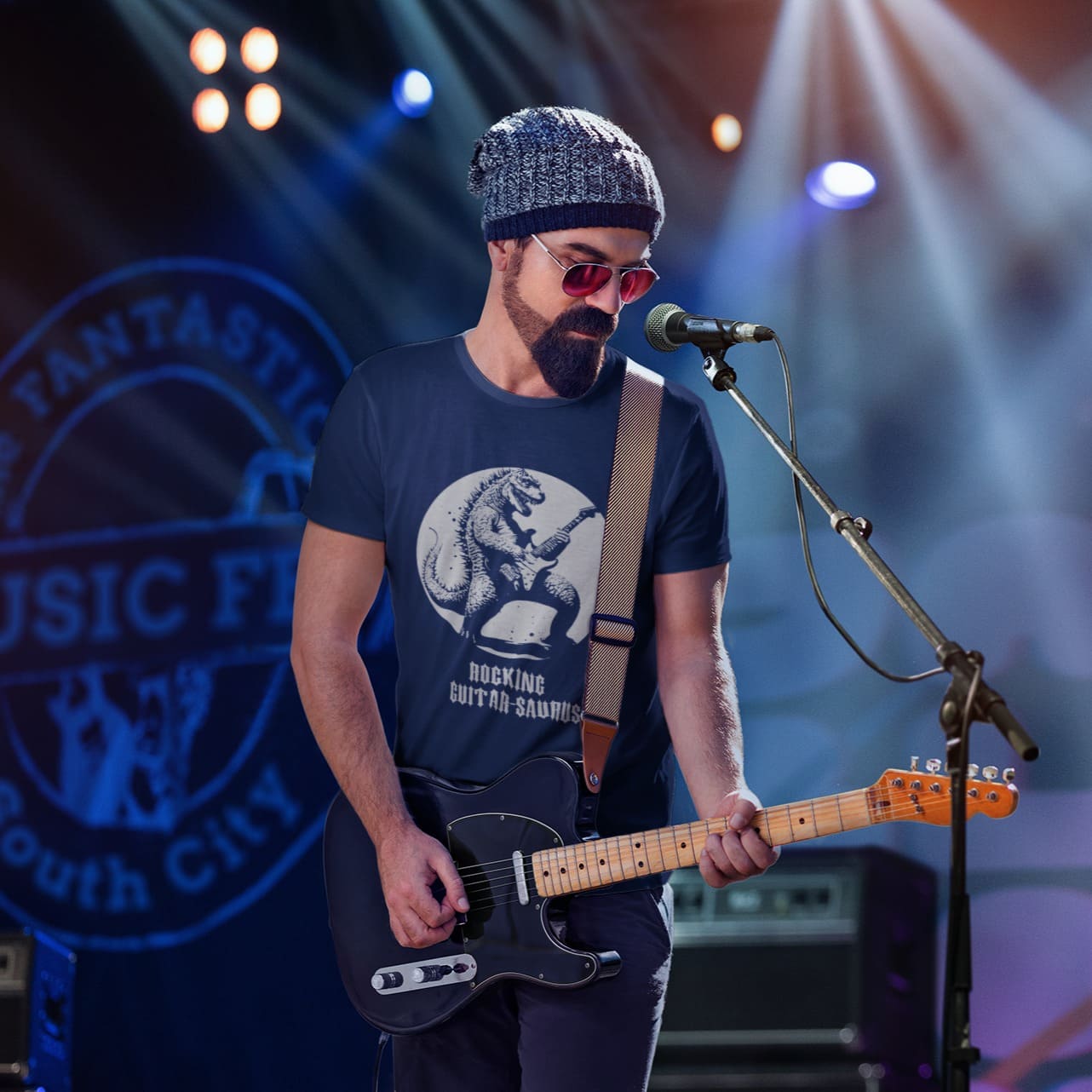 Rocking Guitar-Saurus | Dinosaur Graphic Tshirt