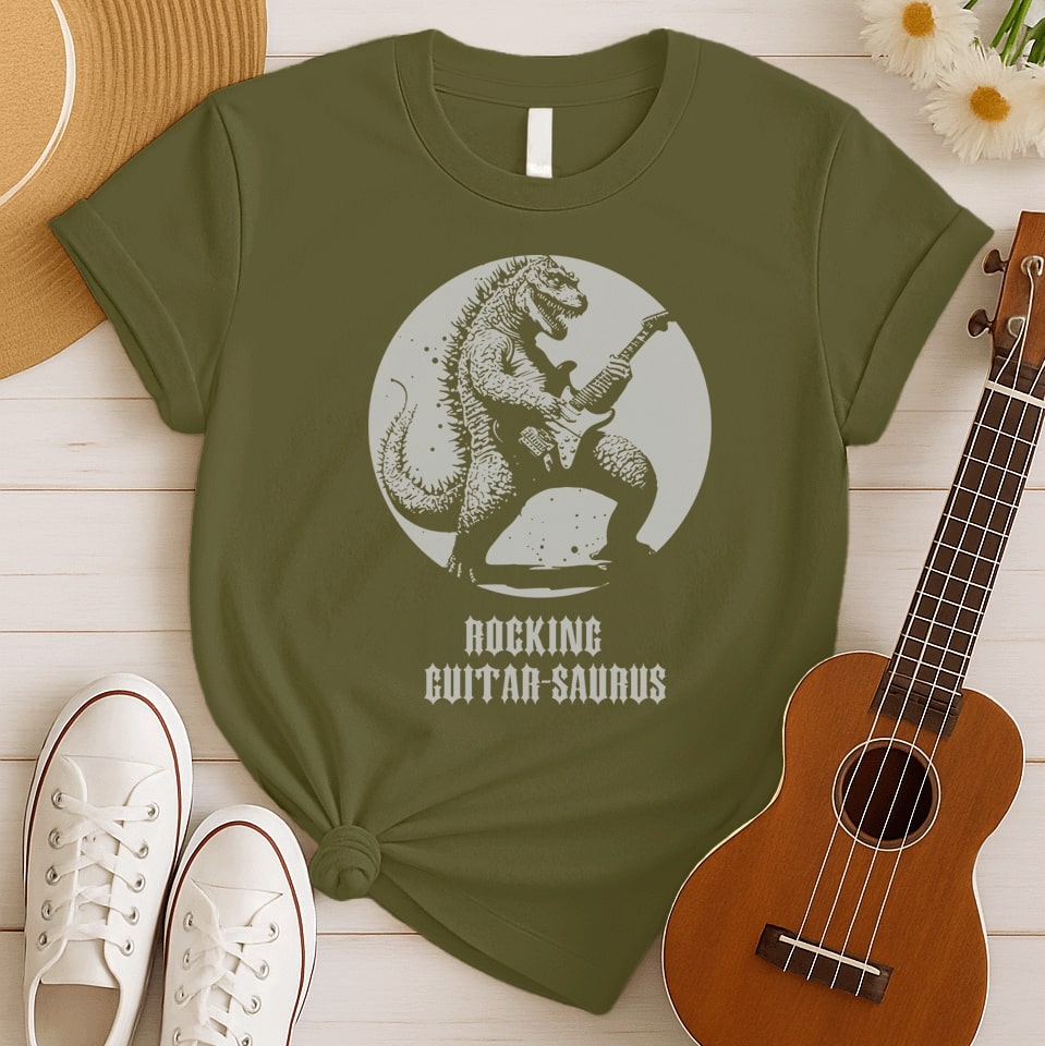 Rocking Guitar-Saurus | Dinosaur Graphic Tshirt