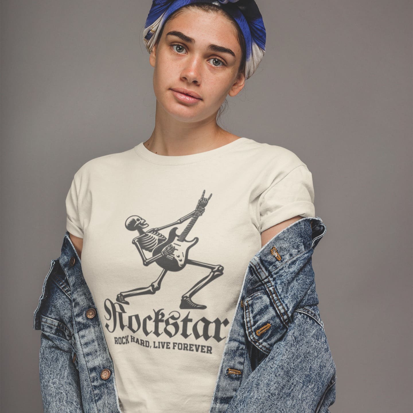 Skeleton Rock Hard | Rockstar Guitar Tshirt