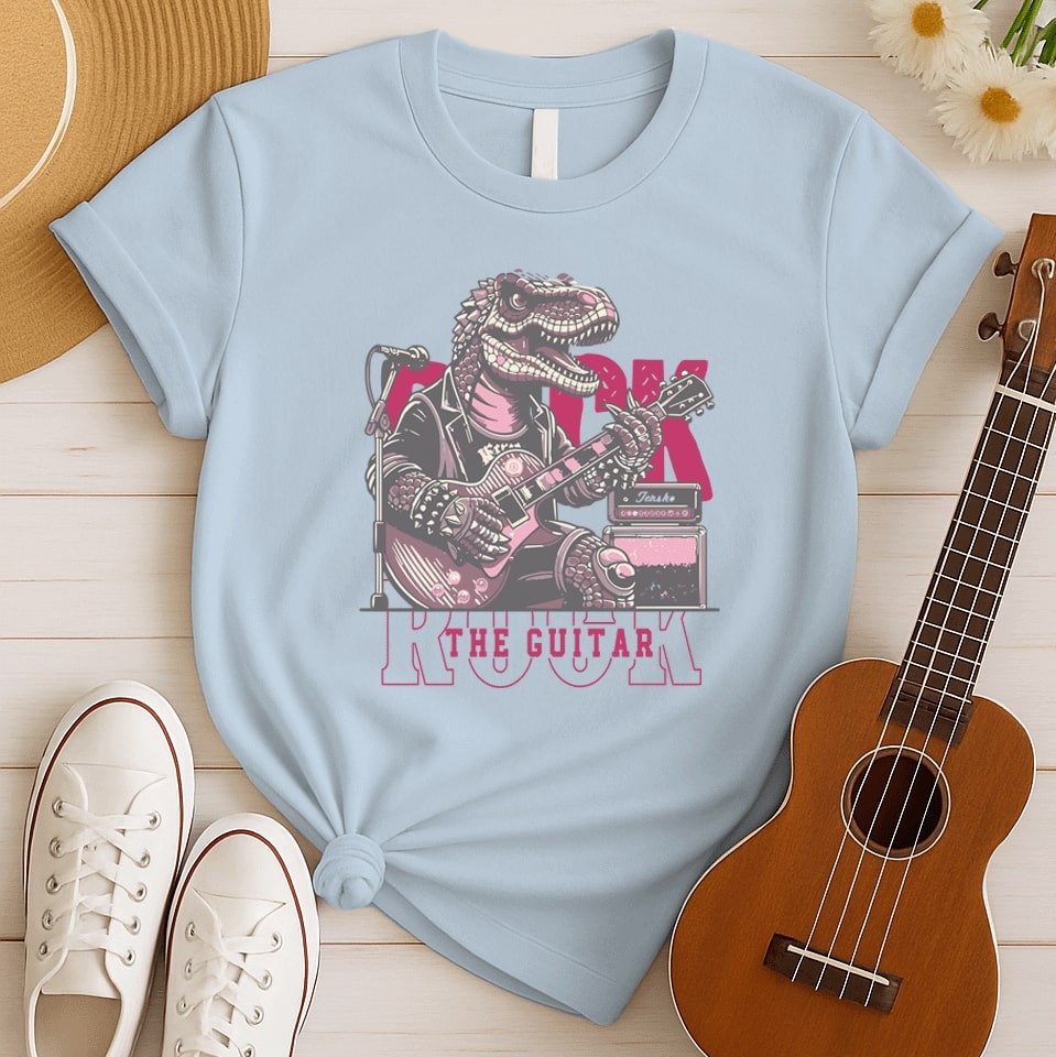Roaring Dino Guitarist | Rocker Fan Tshirt