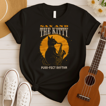 Sax and the Kitty | Purrfect Music Tshirt
