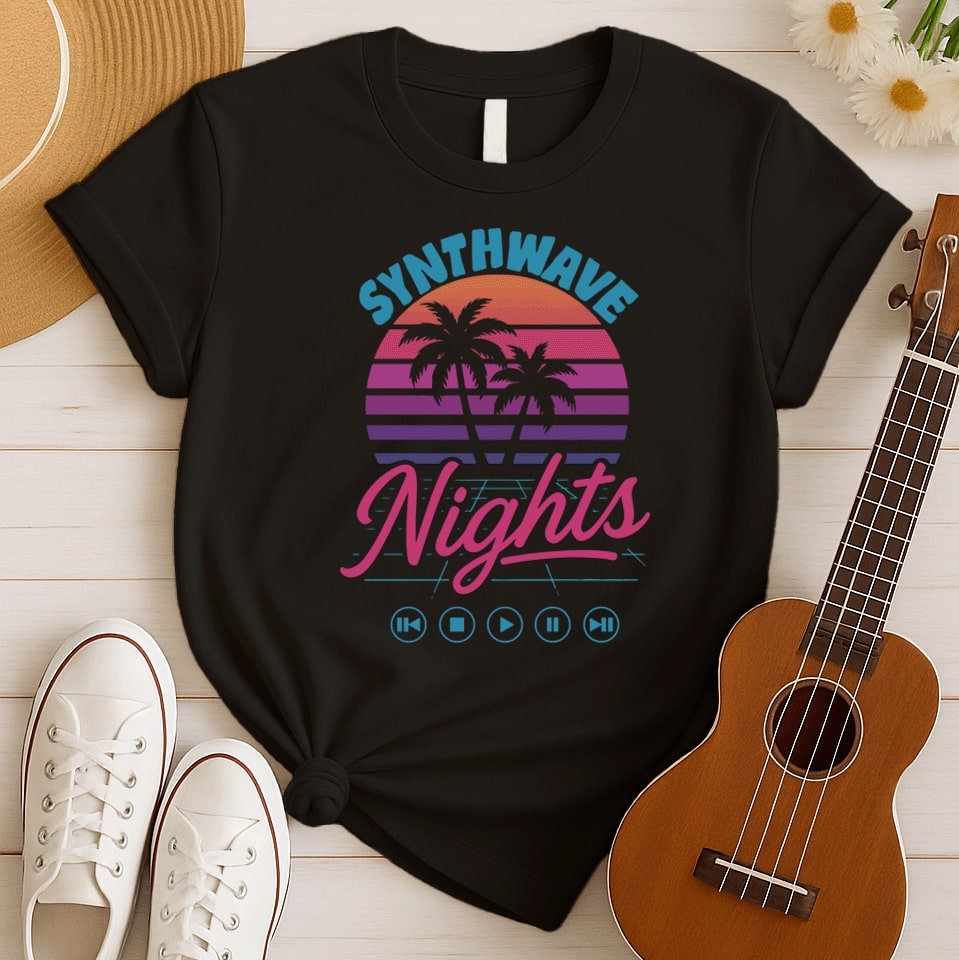 80s Synthwave Night | Neon Music Tshirt
