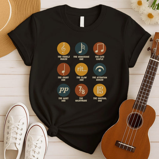 Music Note Personalities | Funny Musician Tshirt