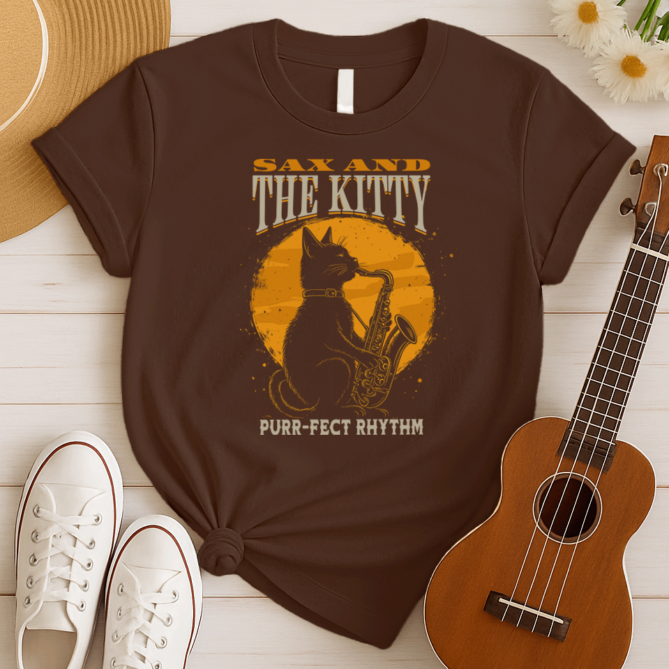 Sax and the Kitty | Purrfect Music Tshirt