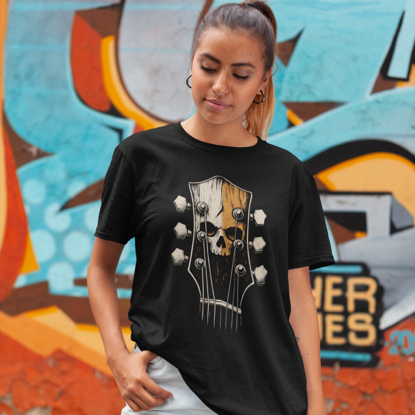 Skull Guitar Headstock | Hard Rock Tshirt