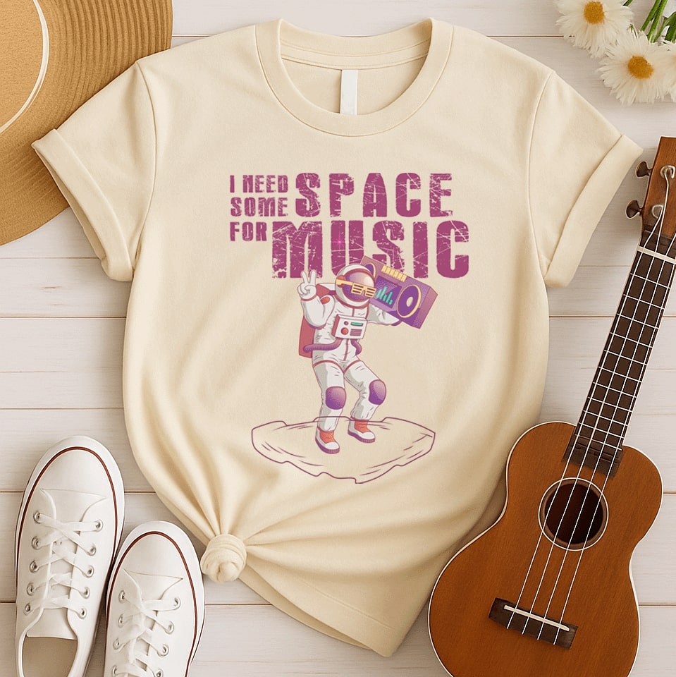 Music Needs Space | Astronaut Fun Tshirt