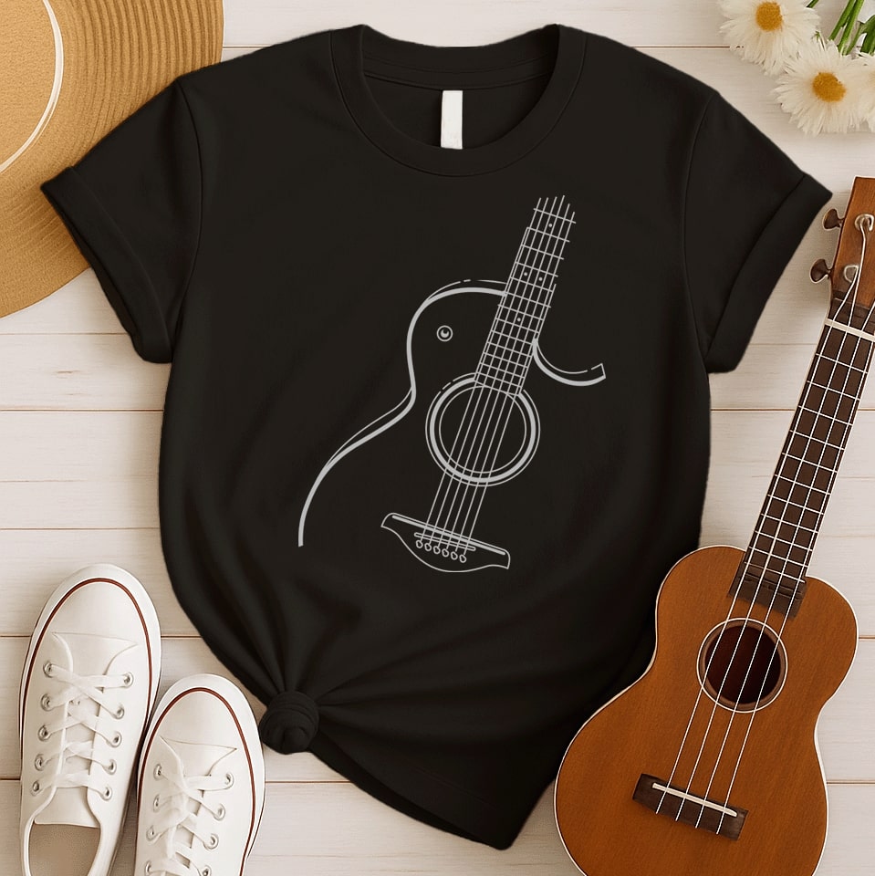 Acoustic Guitar Outline | Live Concert Tshirt